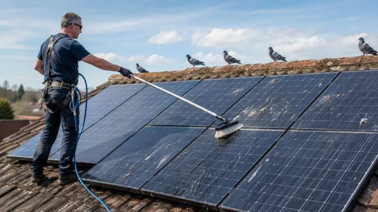 Lire la suite à propos de l’article Comment nettoyer des panneaux solaires salis par les pigeons ?